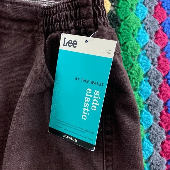 Vintage Deadstock 90s Lee Chocolate Tapered Relaxed Elastic Waist Jeans … - Picture 4 of 15